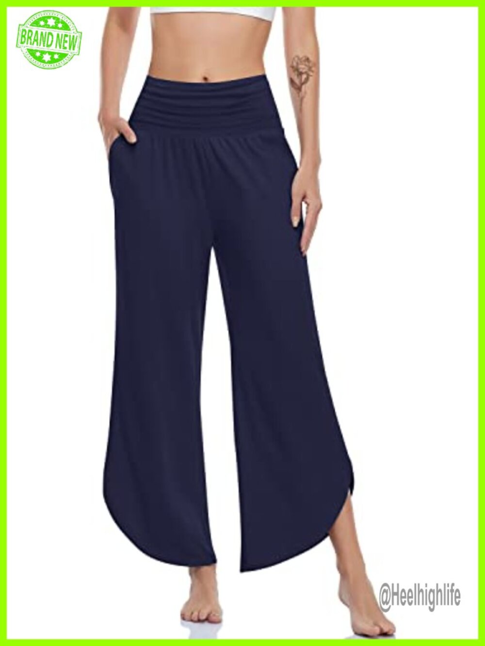 Wide Leg Yoga Pants High Waist Flowy Split with Pockets